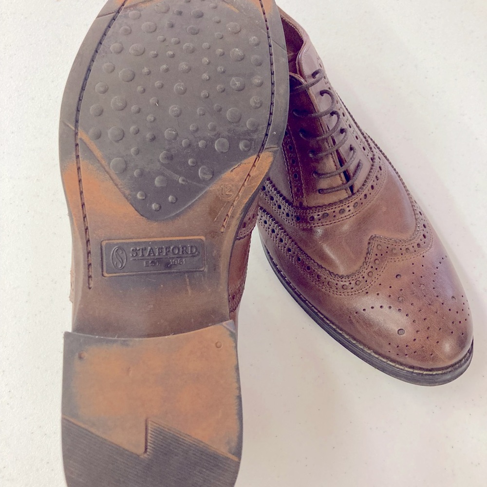 Mens Stafford Leather Shoes Size 12M - Picture 3 of 8